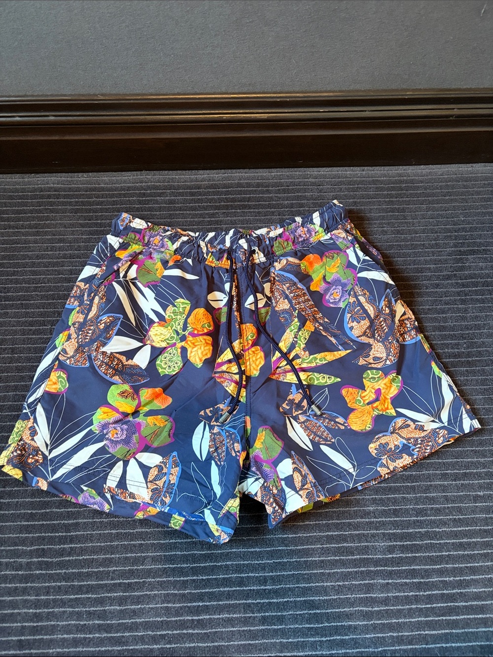 Etro men’s Navy Tropical Floral Swim Shorts